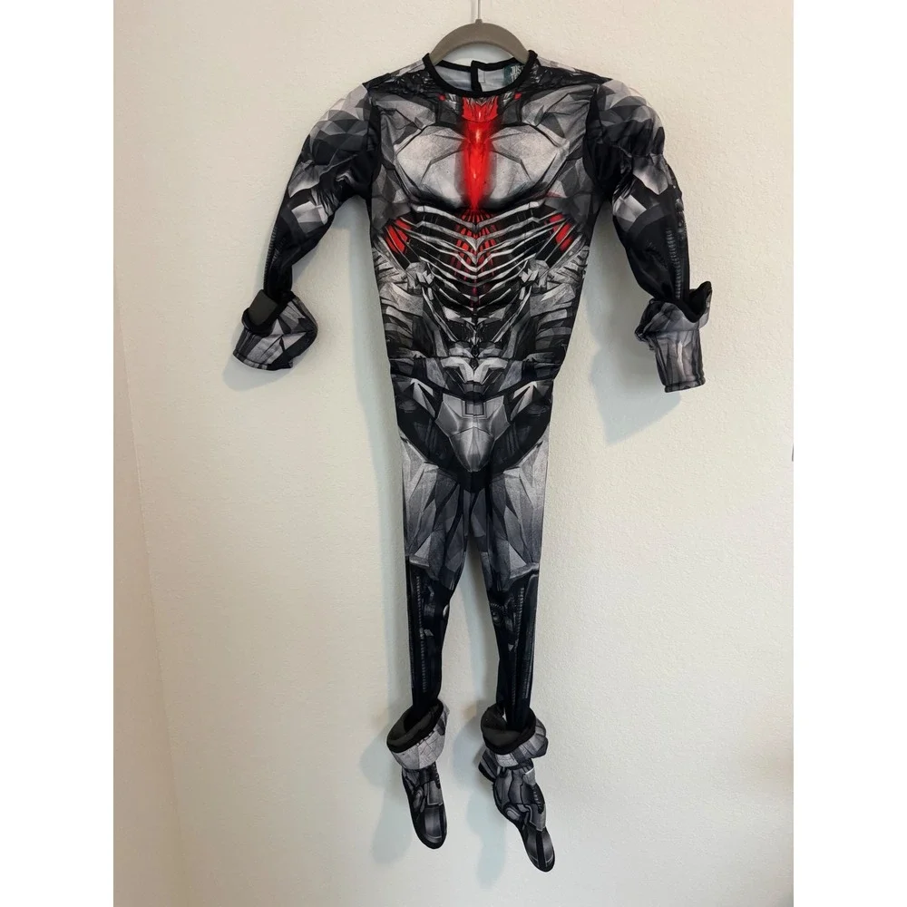 Justice League Cyborg Muscle Chest Costume Jumpsuit DC Comics Grey Black-0623